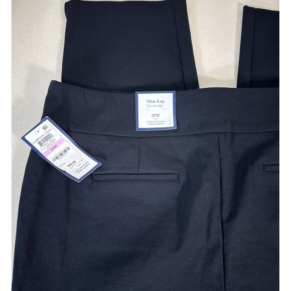 Charter Club Black Cambridge Slim Straight Stretch Pull On Dress Pants 22W - Picture 6 of 15